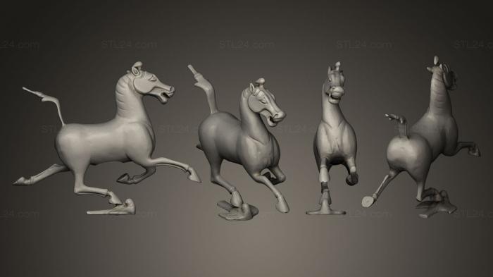 Статуэтки животных (Скачущий конь, наступающий на летящую ласточку, STKJ_0291) 3D модель для ЧПУ станка