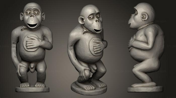 Статуэтки животных (Фигурка гориллы из Булу Фон, STKJ_0303) 3D модель для ЧПУ станка