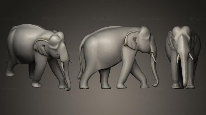 Статуэтки животных (Деревянная статуя индийского слона, STKJ_0326) 3D модель для ЧПУ станка