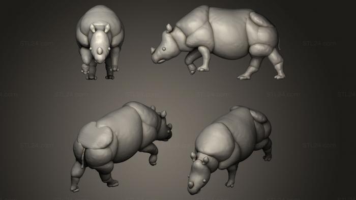 Статуэтки животных (Индийский носорог, STKJ_0327) 3D модель для ЧПУ станка
