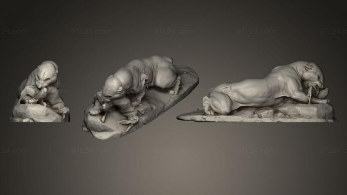 Статуэтки животных (Ягуар во время охоты, STKJ_0329) 3D модель для ЧПУ станка