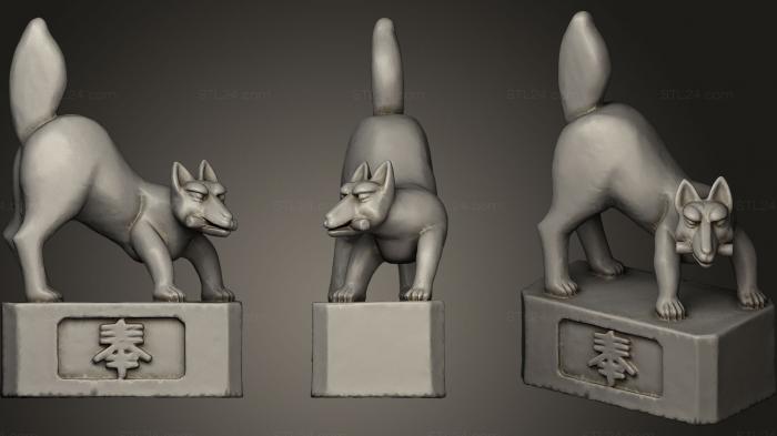 Статуэтки животных (Кицунэ из синтоистского святилища Кавагоэ Япония, STKJ_0335) 3D модель для ЧПУ станка