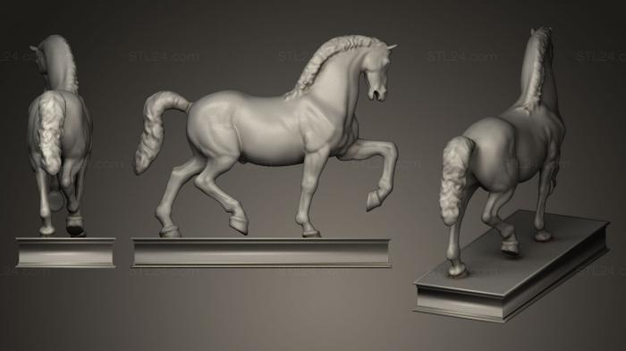 Статуэтки животных (Лошадь Леонардо да Винчи, STKJ_0345) 3D модель для ЧПУ станка