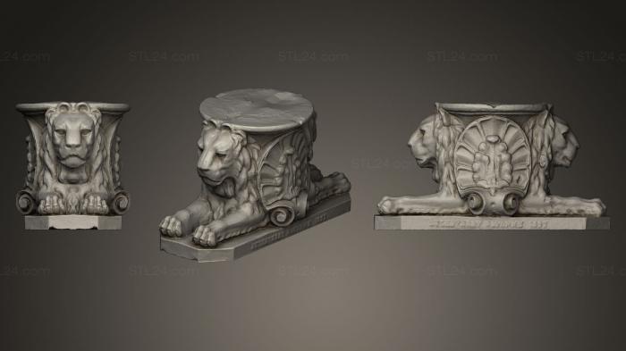 Animal figurines (Les Lions Du Pont Mayou, STKJ_0346) 3D models for cnc