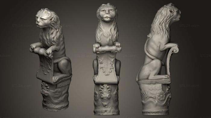Статуэтки животных (Статуя фонтана льва, STKJ_0350) 3D модель для ЧПУ станка
