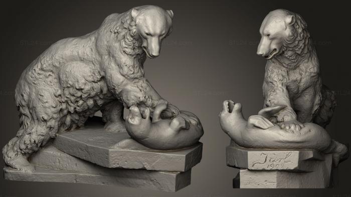 Статуэтки животных (Скульптура белого медведя, STKJ_0399) 3D модель для ЧПУ станка