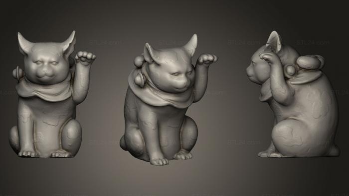 Статуэтки животных (Фарфоровая фигурка котенка, STKJ_0401) 3D модель для ЧПУ станка