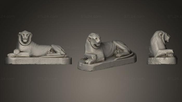 Статуэтки животных (Красный гранитный лев Аменхотепа III, STKJ_0418) 3D модель для ЧПУ станка