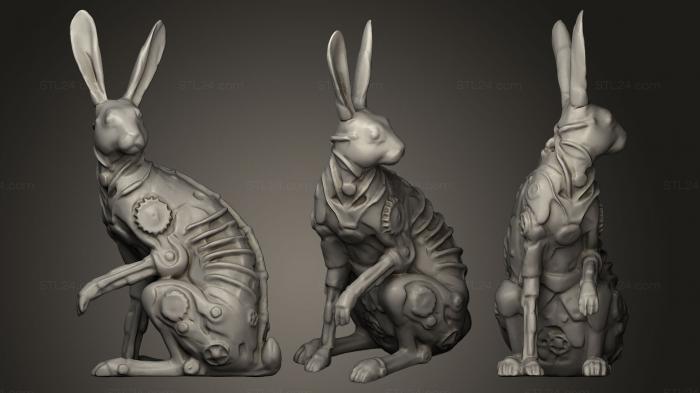 Статуэтки животных (Фигурка Кролика в стиле Стимпанк, STKJ_0447) 3D модель для ЧПУ станка