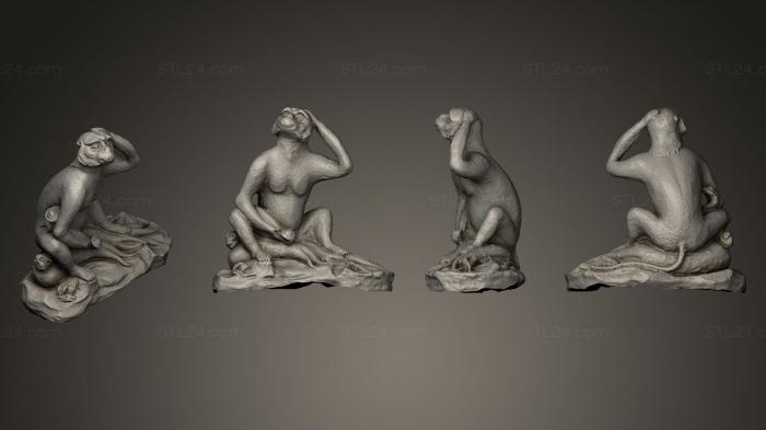 Статуэтки животных (Король обезьян Сунь Укун, STKJ_0448) 3D модель для ЧПУ станка