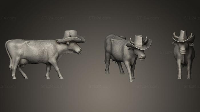 Статуэтки животных (Техасская Ковбойская Корова, STKJ_0450) 3D модель для ЧПУ станка