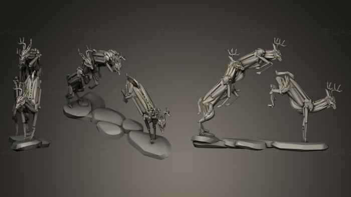 Статуэтки животных (ПРЫЖОК БЕЛОХВОСТОГО ОЛЕНЯ, STKJ_0471) 3D модель для ЧПУ станка