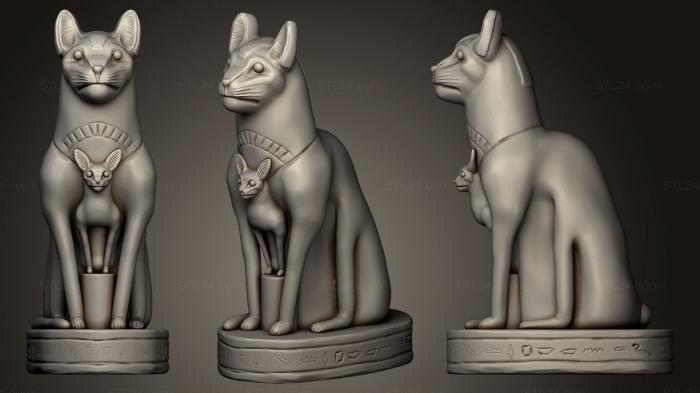 Статуэтки животных (Статуя Египетской кошки, STKJ_0534) 3D модель для ЧПУ станка
