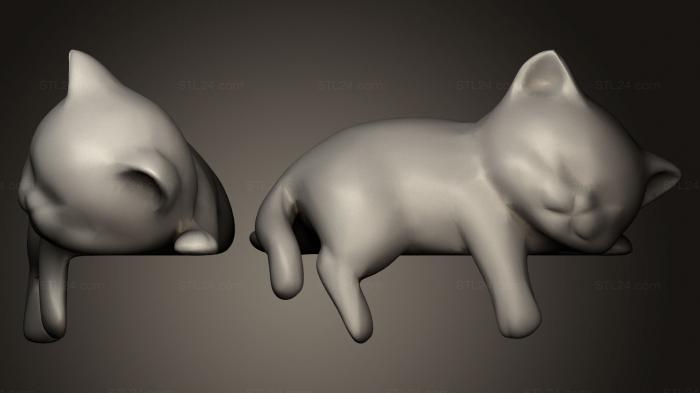 Animal figurines (Lowpoly Sleepy Kitten, STKJ_0575) 3D models for cnc
