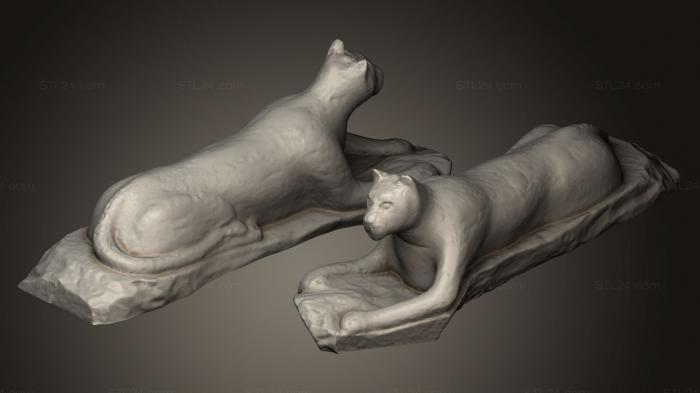 Статуэтки животных (Горный Лев Резная Деревянная Скульптура, STKJ_0587) 3D модель для ЧПУ станка
