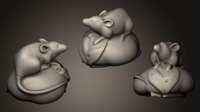 Animal figurines (Rat on persimmon netsuke, STKJ_0614) 3D models for cnc