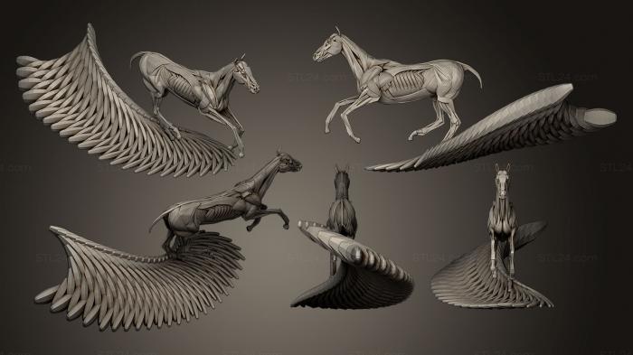 Статуэтки животных (Бегущая лошадь ecorche, STKJ_0624) 3D модель для ЧПУ станка