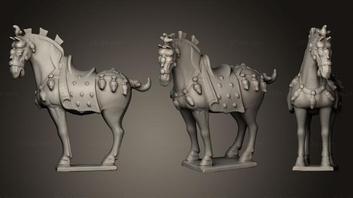 Статуэтки животных (Трехцветные Глазурованные Статуи Тан, STKJ_0638) 3D модель для ЧПУ станка