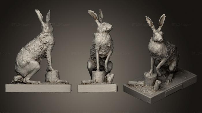 Статуэтки животных (Заяц робкий, STKJ_0665) 3D модель для ЧПУ станка