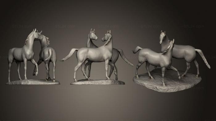 Статуэтки животных (Встреча двух лошадей 2, STKJ_0667) 3D модель для ЧПУ станка