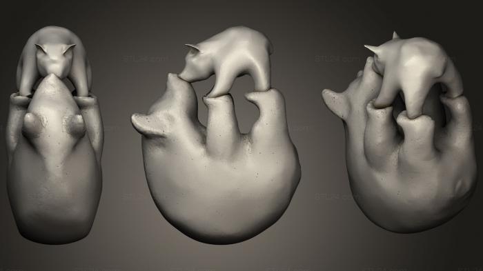 Статуэтки животных (Медвежья мама И Медвежий Ребенок, STKJ_0732) 3D модель для ЧПУ станка