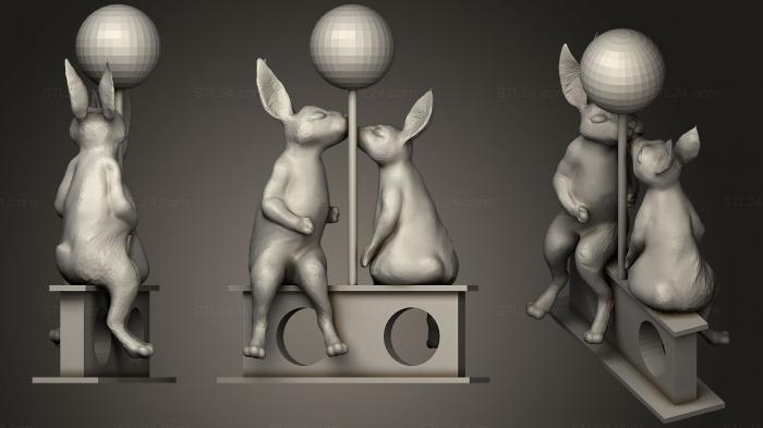Статуэтки животных (Влюбленные кролики Мик и Изабелла, STKJ_0785) 3D модель для ЧПУ станка