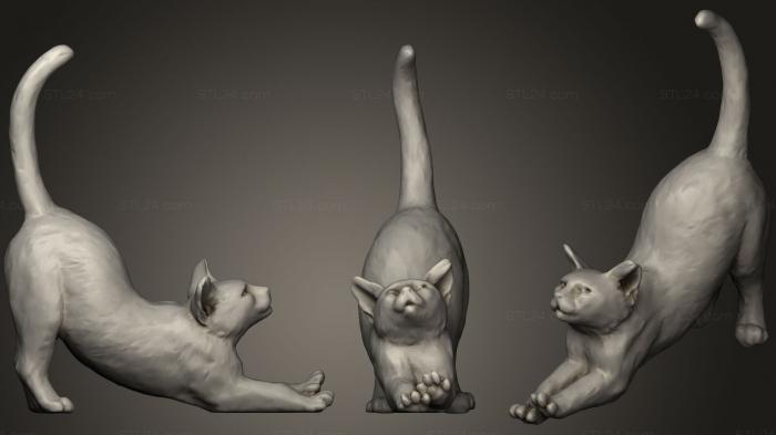Animal figurines (Cat Stretch Decimated, STKJ_0804) 3D models for cnc