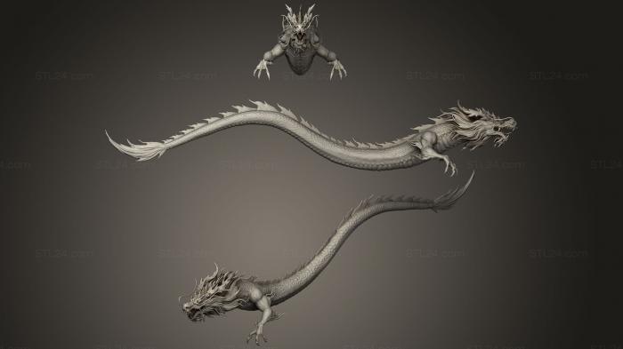 Статуэтки животных (Китайский Дракон Zbrush Sculpt, STKJ_0825) 3D модель для ЧПУ станка