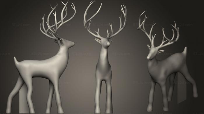 Статуэтки животных (Рождественский олень с фиксированной ногой, STKJ_0829) 3D модель для ЧПУ станка
