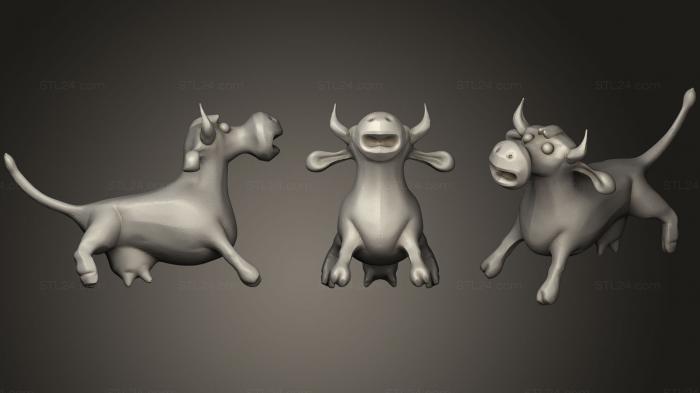 Статуэтки животных (Корова (вдохновленная чихнувшей коровой), STKJ_0841) 3D модель для ЧПУ станка