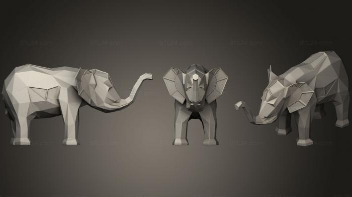 Статуэтки животных (Семейство слонов Параметрическое 3, STKJ_0925) 3D модель для ЧПУ станка
