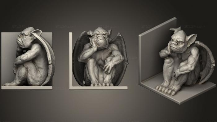 Статуэтки животных (Книжный шкаф с Горгульей Справа, STKJ_0991) 3D модель для ЧПУ станка