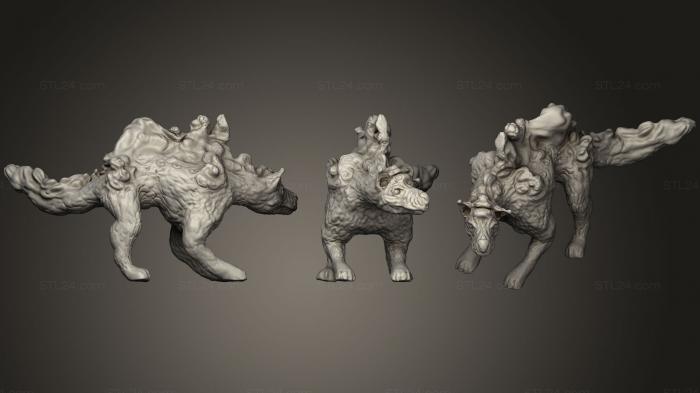 Статуэтки животных (Призрачная Собака , Вздымающаяся Назад , Опущенная1, STKJ_1004) 3D модель для ЧПУ станка