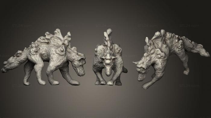Статуэтки животных (Призрачная Собака , Вздымающаяся Назад , Опущенная2, STKJ_1005) 3D модель для ЧПУ станка