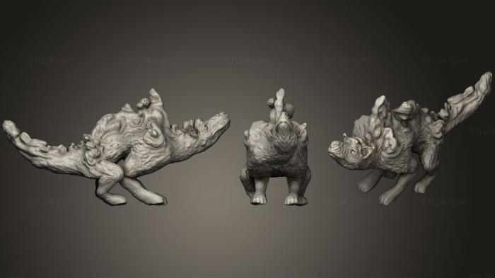 Статуэтки животных (Призрачная Собака , Вздымающаяся Назад , Опущенная3, STKJ_1006) 3D модель для ЧПУ станка
