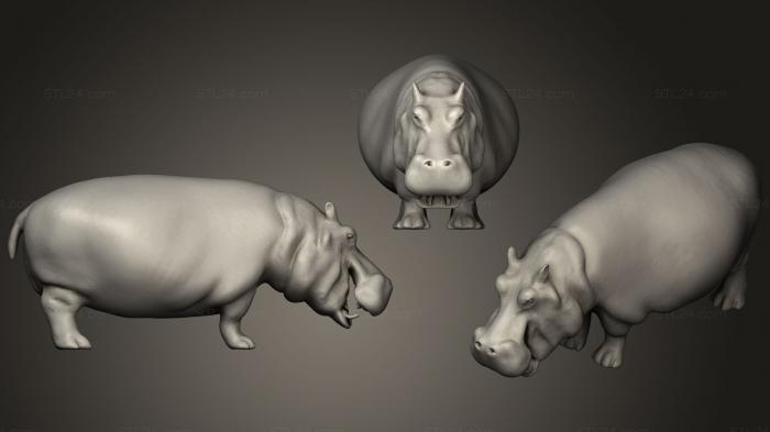 Animal figurines (Hippopotamus with open mouth, STKJ_1060) 3D models for cnc