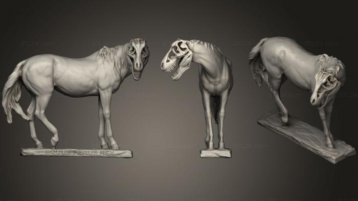 Статуэтки животных (Лошадь Тираннозавр Рекс (Equus Ferus Rex), STKJ_1075) 3D модель для ЧПУ станка