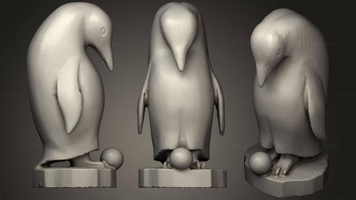 Статуэтки животных (Джин Гордонс вырезает пингвина с яйцом (и без), STKJ_1096) 3D модель для ЧПУ станка