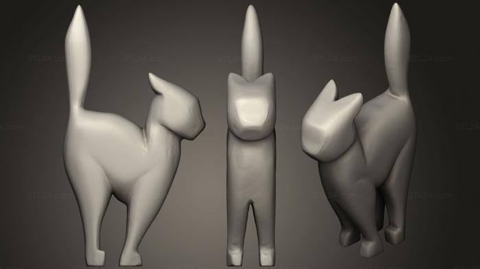 Статуэтки животных (Джин Гордонс Вырезает Стоящую Кошку, STKJ_1097) 3D модель для ЧПУ станка