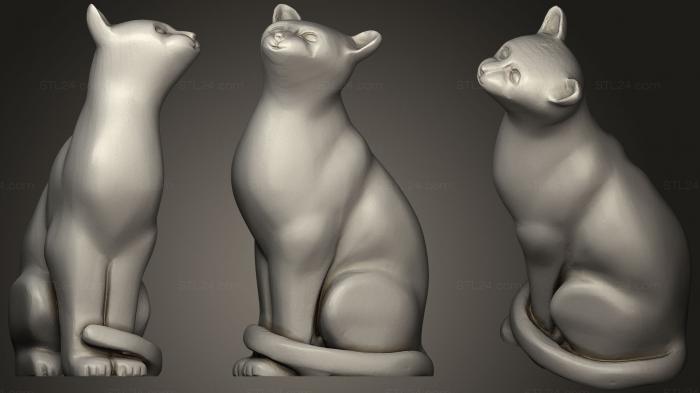 Статуэтки животных (Джин Гордонс Вырезает Сидящую Кошку, STKJ_1098) 3D модель для ЧПУ станка
