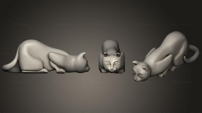 Animal figurines (Jean Gordons Carvings Crouching Cat, STKJ_1099) 3D models for cnc