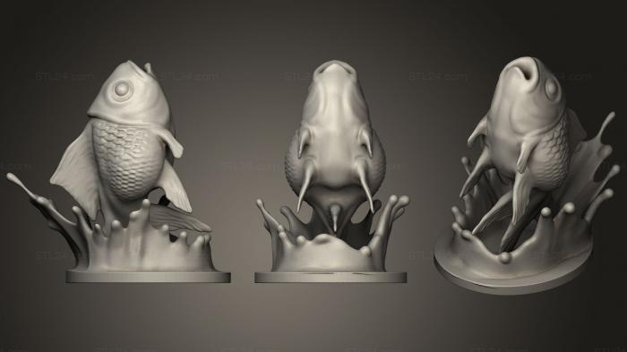 Animal figurines (Jumping Fish Wall Hanger, STKJ_1106) 3D models for cnc