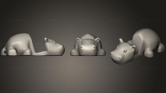 Animal figurines (Keychain  Smartphone Stand hipopotamo, STKJ_1116) 3D models for cnc