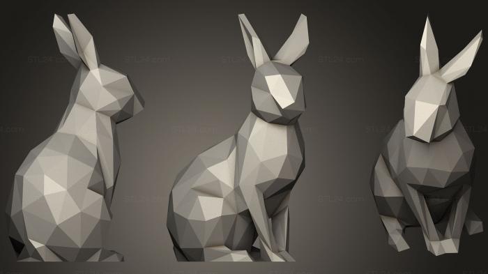 Animal figurines (Low Poly Easter Bunny, STKJ_1147) 3D models for cnc