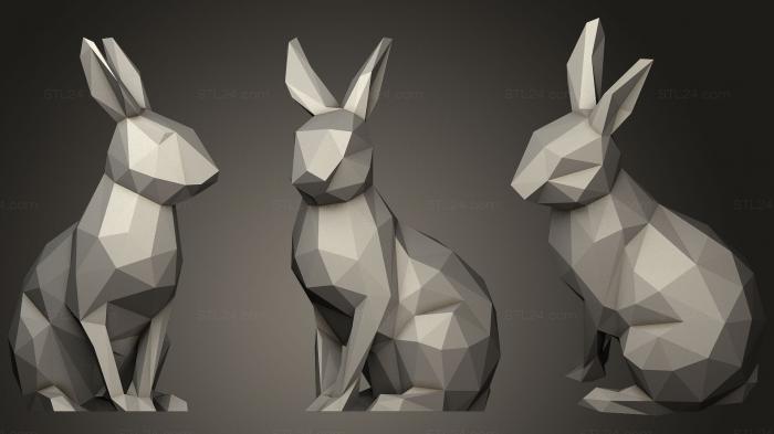 Статуэтки животных (Низкополигональный Пасхальный Кролик3, STKJ_1148) 3D модель для ЧПУ станка