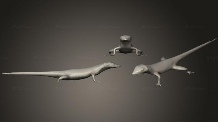 Статуэтки животных (Мексиканская ящерица-аллигатор, STKJ_1174) 3D модель для ЧПУ станка