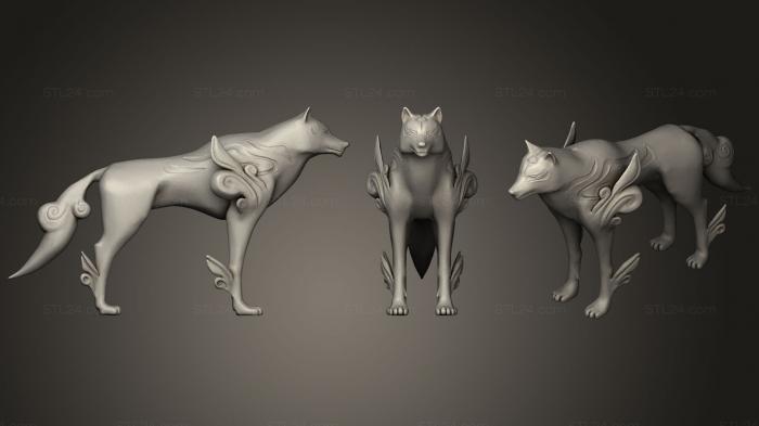 Статуэтки животных (Оками Аматэрасу Утолщенный Хвост Для печати, STKJ_1219) 3D модель для ЧПУ станка