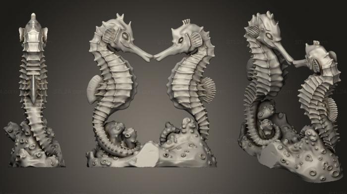 Animal figurines (One Piece Seahorse Wedding Topper, STKJ_1221) 3D models for cnc