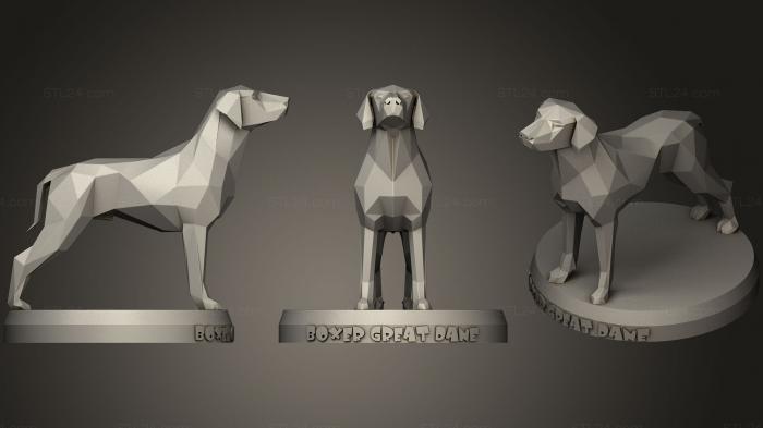 Animal figurines (Poly Boxer Great Dane, STKJ_1291) 3D models for cnc