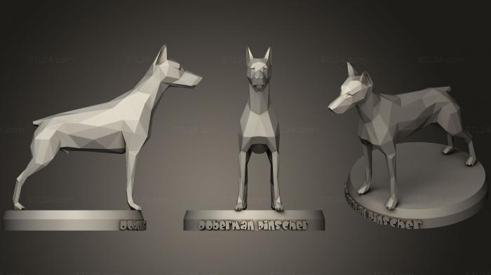 Animal figurines (Poly Doberman Pinscher Dog, STKJ_1302) 3D models for cnc